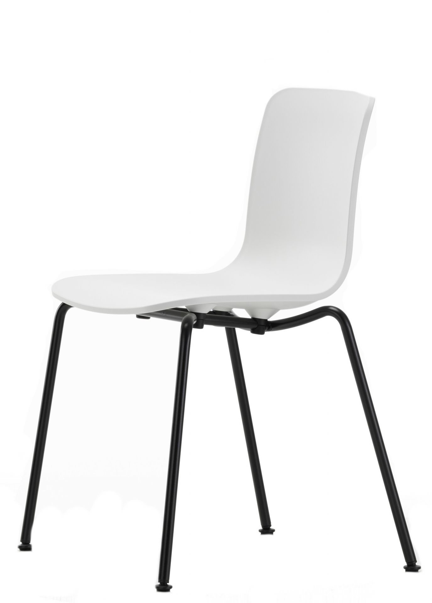 Weißer Hal Stuhl von Vitra mit schwarzem Stahlrohrgestell, moderner stapelbarer Designstuhl.